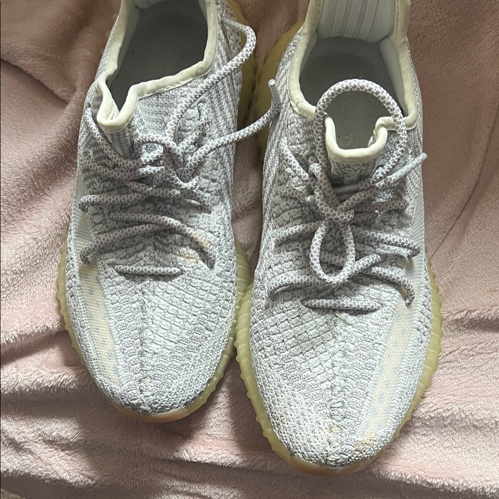 Yeezy Gray and Cream Athletic Shoes